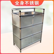 💘&amp;Household Stainless Steel Cabinet Simple Assembly Storage Cabinet Kitchen Cabinet Sideboard Cabinet Cupboard Cupboard