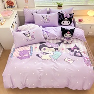 Large-block Printing Kuromi 100%cotton Fitted Sheet Bed Set 3 in 1 41in 1bedsheet Set Pillowcase Single/Queen/King Bedsheet Set Cadar