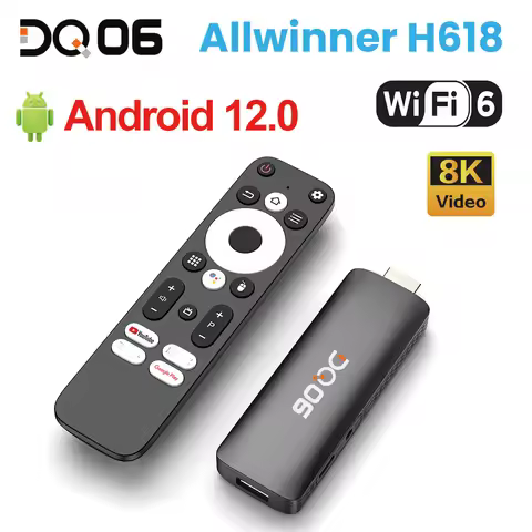 DQ06 ATV Mini TV Stick Android12 Allwinner H618 Quad Core Cortex A53 Support 8K Video 4K 60fps Wifi6