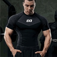 Men's 3x3 Basketball Compression Short Sleeve Shirt Quick Dry Breathable Gym Workout Fitness Bodybui