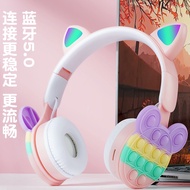 Cat Ears Luminous Headphones Rainbow Bubble Decompression Cute Fashion Headphones lz0305