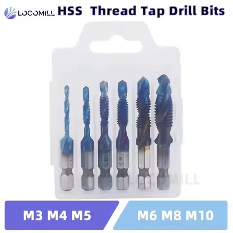 Loco Shank Titanium Plated HSS Screw Thread Metric Tap Drill Bits Machine Compound Hand Tools M3 M4 