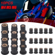 10pcs M4/M5/M6 Motorcycle Windshield Rubber Nut / Universal Rubber Well Nuts Bolt Washer Screw / Mot