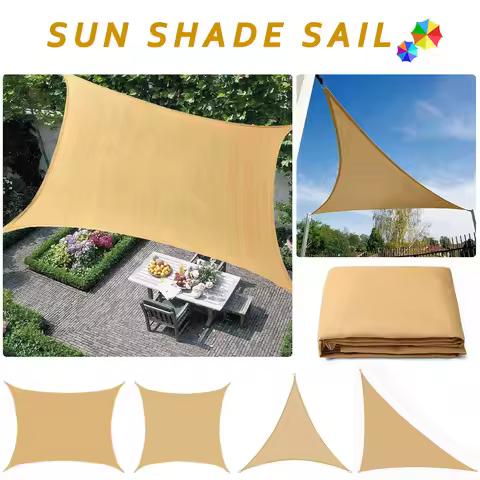 Sand Color All size Waterproof Sun Shade Sail Square Rectangle Triangle Garden Terrace Canopy Pool S