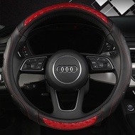 Carbon Fiber Leather Sport 38cm Car Steering Wheel Cover Non-slip for Audi A1 8X A2 A3 Q3 Q5 Q2 A4 A