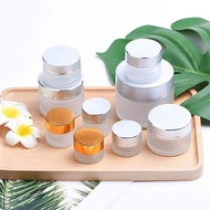Glass jar/Translucent glass jar/Glass cosmetic jar/Silver lid glass jar
