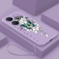 infinix Smart 8 Pro smart8 X6525 X6525D X6525B Beautiful Flower Case Butterfly Soft Liquid Rubber Co