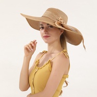 Summer Female Sun Hats Visor Hat Big Brim Classic Bowknot Folding Straw Hat Casual Outdoor Beach Cap For Women UV Protection Hat