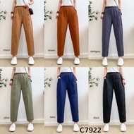 C7922 Side Buttons Cozy Loose Pants
