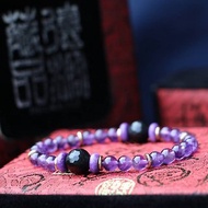 原礦無染色紫水晶6mm手鍊 黑曜石 水晶手鍊 客製化手環設計串珠