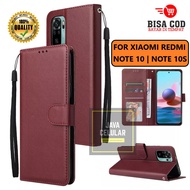 Leather Flip Untuk Xiaomi Redmi Note 10 | Note 10S (643 Inch) - Wallet Case Kulit - Casing Dompet Ca