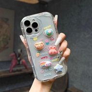 Iphone case Transparent wavy flexible case with STICKER.. all kinds of cute