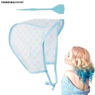 TRENDING21018Y Hair Highlighting Cap, Blue With Plastic Crochet Hook Hair Coloring Cap,  Reusable Ha