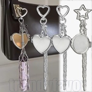 1/2Pcs Y2k Love Makeup Mirror Keychain - Lipstick Lip Balm Portable Mesh Pocket - Fashion Keyring Cr