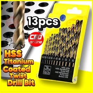 CEO 🇲🇾 13Pcs HSS Titanium Coated Iron Metal Drill Bit Metric M42 Cobalt Twist Drill Bit Metal Workin