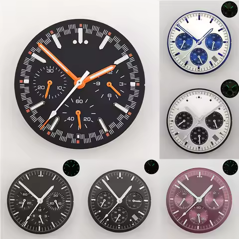32.5mm Dial VK63 Dial VK63 Panda Dial Chronograph Electronic Multifunctio Luminous Dial VK63 Hands F