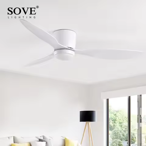 SOVE Modern White BLDC 52 inch Ceiling Fan With Led Light Ceiling Light Fan Ceiling Fans With Lights