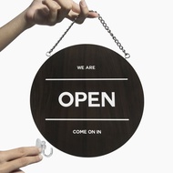PLYWOOD shop OPEN CLOSE sign board WOODEN/ - reversible open close sign