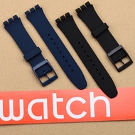 Swatch Silicone Strap Swatch Men's and Women's Three Fork Resin Strap 16/17/19/ 20mm Black and White