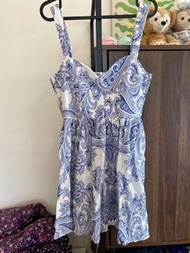 Zara 絕版青花瓷pattern 心型胸吊帶裙party dress #hollister #h&m #