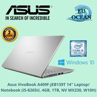 Asus VivoBook A409F-JEB139T 14" Laptop/ Notebook (i5-8265U, 4GB, 1TB, NV MX230, W10H)