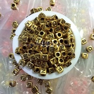 Gold Square Letter Beads | Alphabet beads | Alphabet Beads