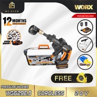 WORX WG629E.3 20V Cordless Water Jet Hydroshot Portable Pressure Cleaner With Carry Case and Double Battery ( WG629 )