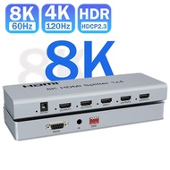 8K@60Hz HDMI Splitter 1x2 1x4 Ultra HD 4K@120Hz HDMI 2.1 Video Distributor Splitter 1 in 4 out Dupli