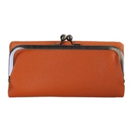 Rizzedays Slim Leather Long Wallet with Kiss Lock Closure for Women