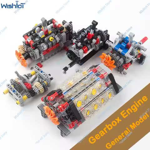 MOC 4/6 Speed Gearbox V16 Engine Manual Transmission Model M Motor AA Battery Box 8883 8881 for Buil