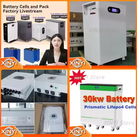 for Deye 8KW 10KW 12KW 15KW 20KW 30KW Hybrid Solar Inverter 48V 51.2V LiFePO4 Battery Power Bank Hom
