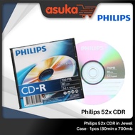Philips 52xCDR in Jewel Case 1Pcs (PH-OP-CDR/1) | DVDRW/ DVD-RW with (Slim Case) - 1pcs (PH-OP-DVD-R