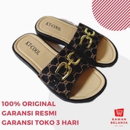 EVA Canvas Slippers Kang Tai KT-Cool Women'sWanita KT-1986-1 White Black Brown Gray Gold Iron Buckle