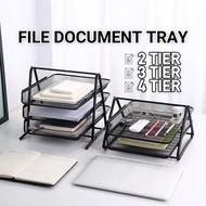 2/3/4 Tier Document Tray Metal File Letter Collection Desk Organizer Rack Paper Holder Sorting Dropb