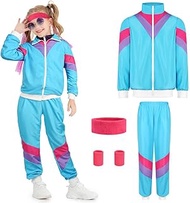 AYBUY 90er 80er Jahre Outfit Kinder, New Kids Kostüm 80er Jahre Trainingsanzug Disco, Jacke und Hose