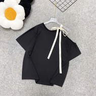 Áo Thun Bigsize Nữ Trễ Vai Form Rộng Tay Ngắn Phối Nơ Một Bên Dáng Sweater Che Khuyết Điểm A302