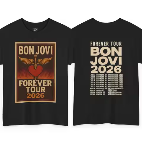 Bon Jovi Forever Tour 2026 Double Side Graphic T Shirt Vintage Rock Band Streetwear Unisex Short Sle