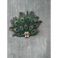 Premium peacock hairpin. synthetic peacock feather hairpin