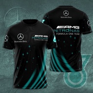 Tshirt 3D T-Shirt Short Sleeve Round Neck For Benz Mercedes AMG Petronas F1 Team Shining StarsPrint 