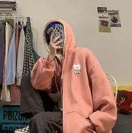 加絨加厚衛衣外套（粉紅色L-4XL）（下單後聯絡客服確認發貨尺碼）#F349001858