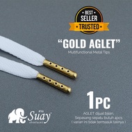 PREMIUM AGLET Metal Tip GOLD Color Shoelace End Aglets Hoodie Jacket Jumper Joger Boxer | SUAY Indon
