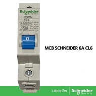 MCB SCHNEIDER 6 AMPERE 6A CL6 C32N BIRU SPLN PLN BENSER 1300W  PEMUTUS ARUS KWH LISTRIK