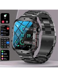 1只guhuavmi 2024全新戶外耐用黑色智慧手錶,男性3atm防水運動健身人工智慧語音無線呼叫智慧手錶,適用於華為小米