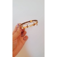 LV leather Stainless Steel Bangle in Gold
