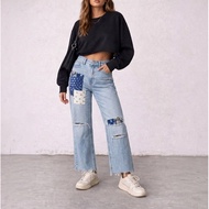GAP Women's Wide Leg Jeans Ripped at the Knee with High Quality Standard Fabric