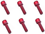 M5x18mm Stem Bolts Titanium Plating Stainless Ti Allen Hex Tapered Head Bolt with Washers Screw for Bicycle Stem Parts Pack of 6(Red)