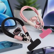 [Dhin] Hello Kitty Phone Lanyard-Dual Hook Cute Lanyard Gift-Pink Rotating Phone Charm Birthday Pres