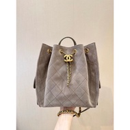Chanel 25B Gray Suede 25bag Drawstring Backpack 25B Backpack Backpack Backpack 25 Bag Hot One Muddy,