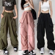 Women Casual Y2K Streetwear Cargo Pants Baggy  Long Pants Oversize Dance Trousers Drawstring Pants