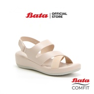 Bata COMFIT รองเท้าเพื่อสุขภาพ Comfortwithstyle รองเท้าส้นสูง WEDGE SANDAL แบบรัดส้น รองเท้ารัดส้น สำหรับผู้หญิง สีเบจ รหัส 6618483
